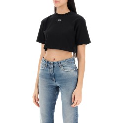 cropped t-shirt with off embroidery