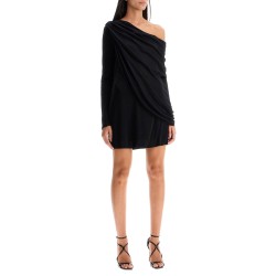 gathered jersey mini dress in