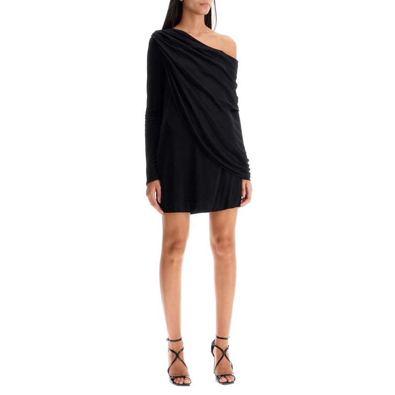 gathered jersey mini dress in