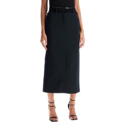 midi skirt with thin belt