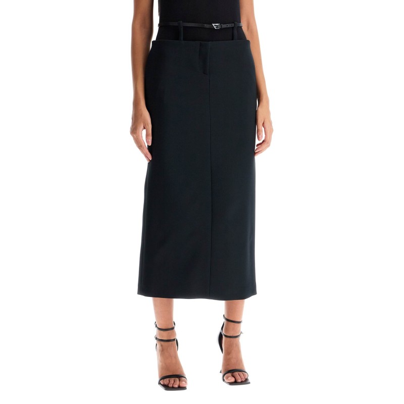 midi skirt with thin belt