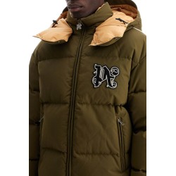 "down jacket with logo patch