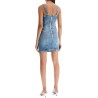 mini denim dress with decorative buttons