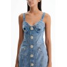 mini denim dress with decorative buttons