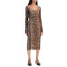 'animal print midi dress in mesh