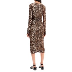 'animal print midi dress in mesh