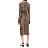 'animal print midi dress in mesh