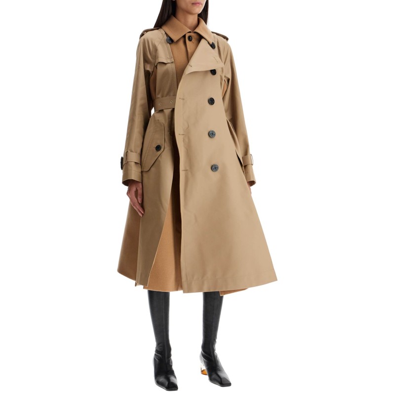 hybrid coat in gabardine and