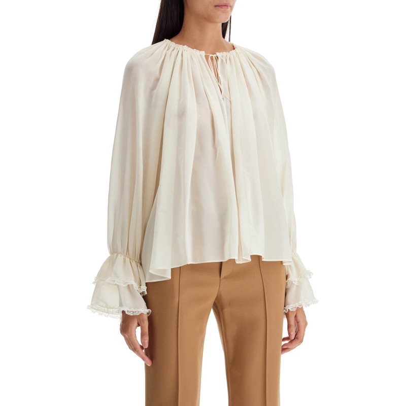 silk ruffled blouse