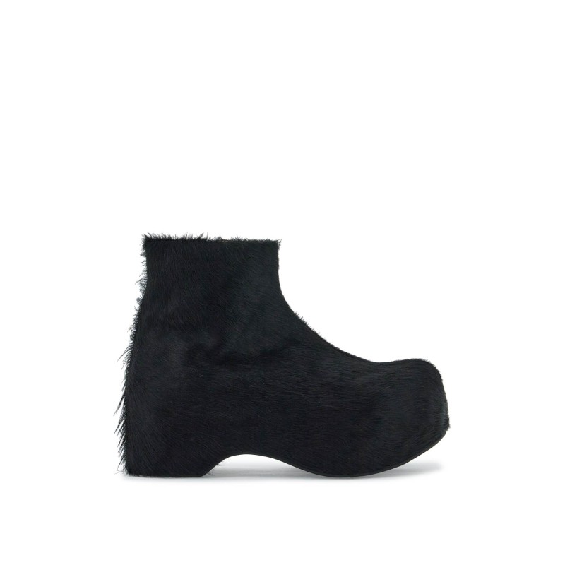 'long-haired chunky ankle boots