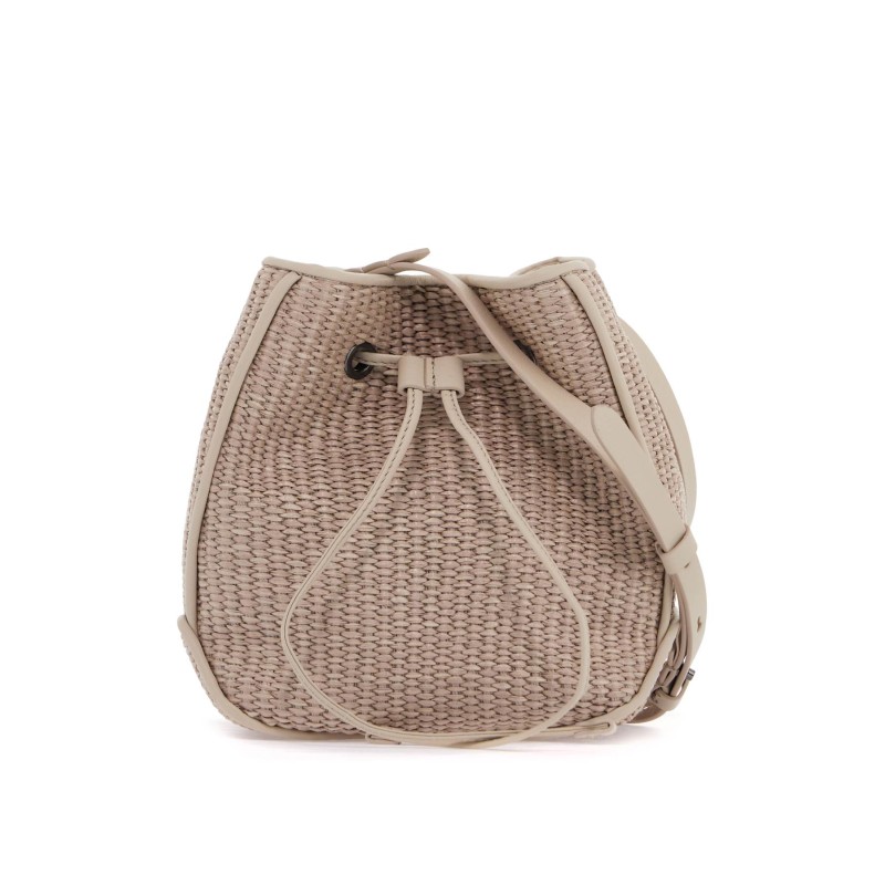 techno raffia bucket bag with