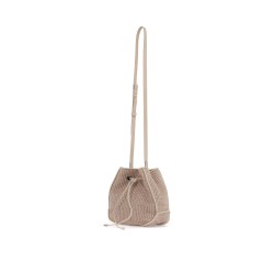 techno raffia bucket bag with