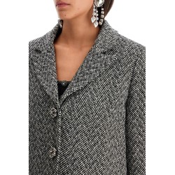 herringbone three-button blazer