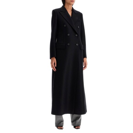 double-breasted pressed wool coat