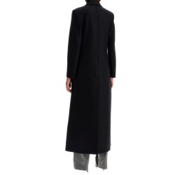 double-breasted pressed wool coat