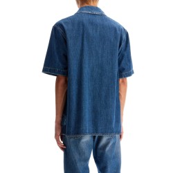 denim bowling shirt for men