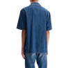 denim bowling shirt for men