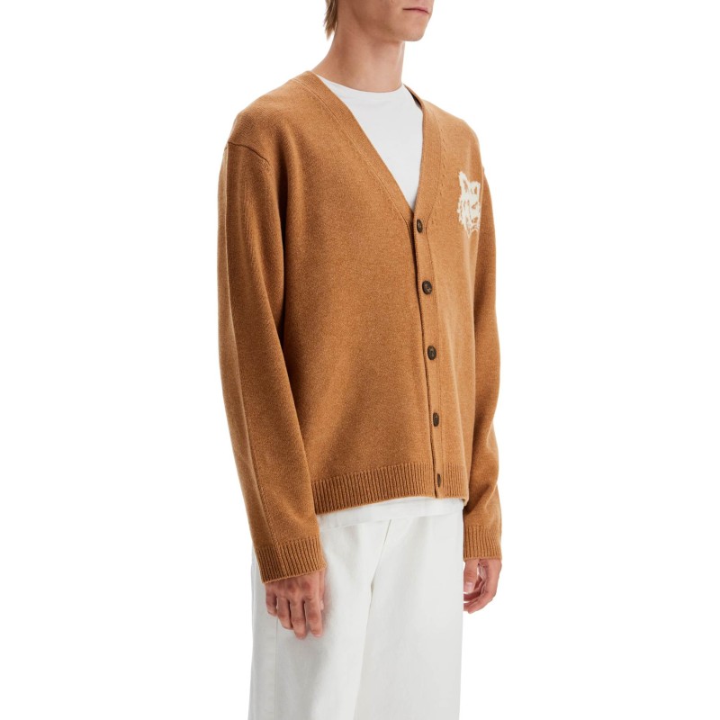 "fox head wool cardigan with