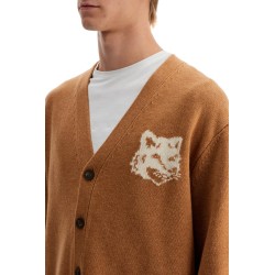 "fox head wool cardigan with