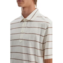 striped linen and cotton polo shirt