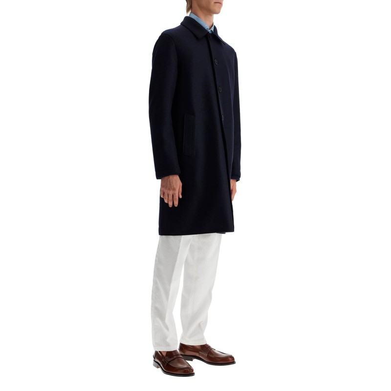 single-breasted pressed wool coat