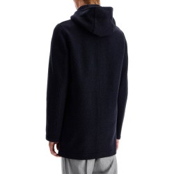 hooded wool coat in boiled wool