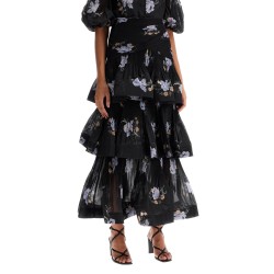 pleated ruffle skirt with floral print