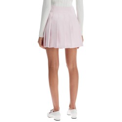 pleated satin mini skirt