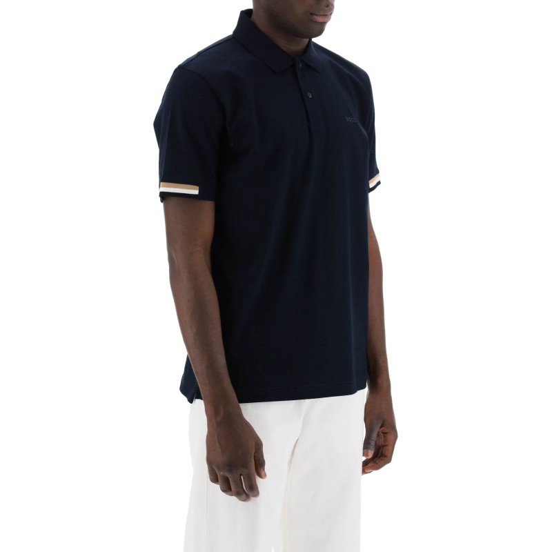 parlay polo shirt with stripe detail