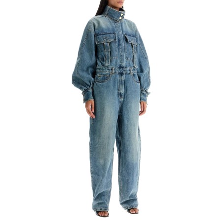 denim illustration overall jumpsuit