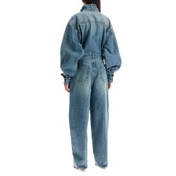 denim illustration overall jumpsuit