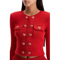 short knitted cardigan with heart-shaped buttons