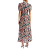 'lea' long dress in printed silk