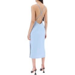 satin midi slip dress for a