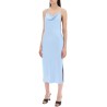 satin midi slip dress for a