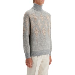 geometric jacquard turtleneck sweater