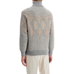 geometric jacquard turtleneck sweater