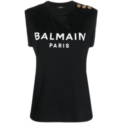 3 btn balmain print tank top