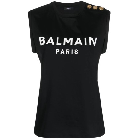 3 btn balmain print tank top