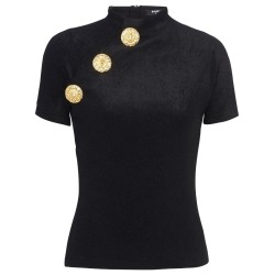 3 btn velvet jersey top