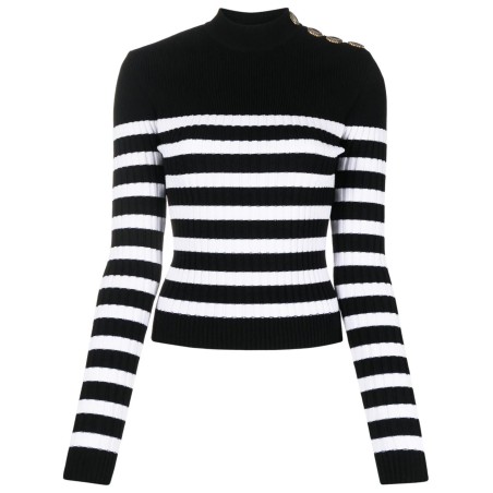 4 btn striped knit pullover