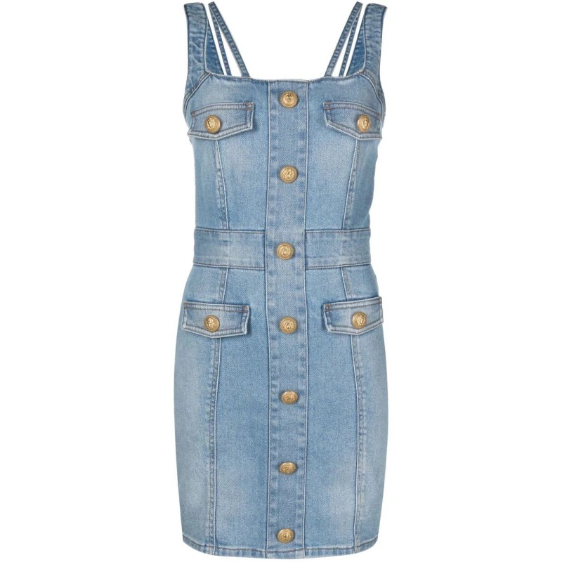 4 pkts strapped denim dress