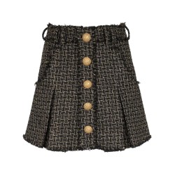 5btn lurex tweed pleated skirt