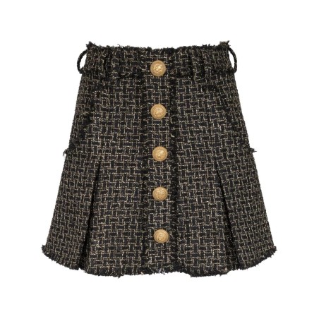 5btn lurex tweed pleated skirt