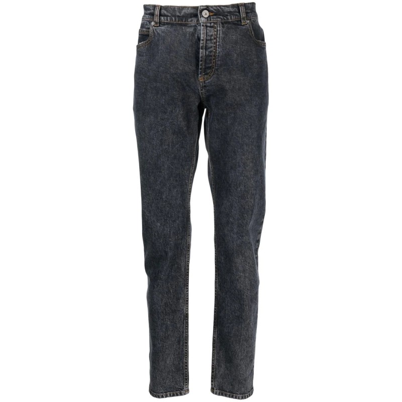 6 pkt slim dirty blue pants