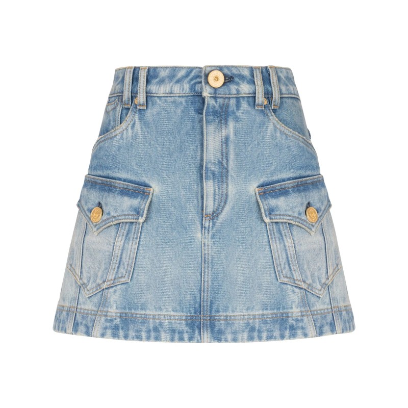 A-line denim miniskirt