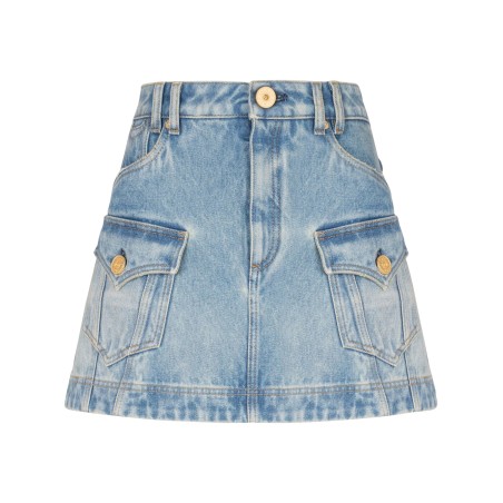 A-line denim miniskirt