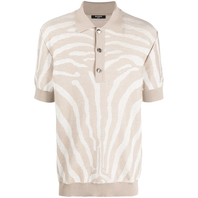 Ao zebra knitted polo shirt