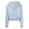 Badge wide sleeves crop hoodie