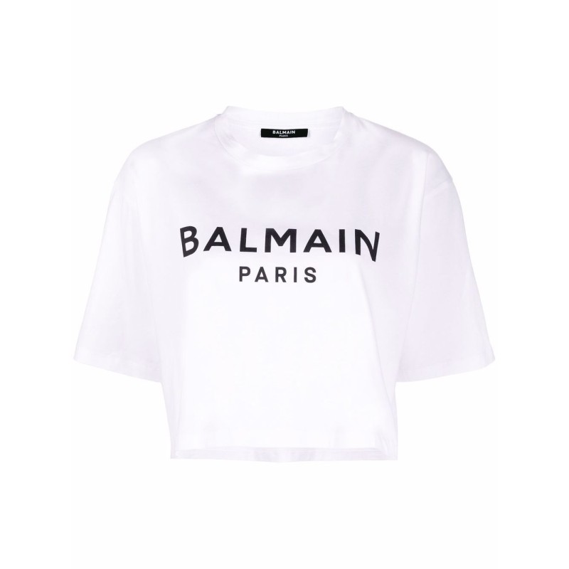 Balmain print crop t-shirt